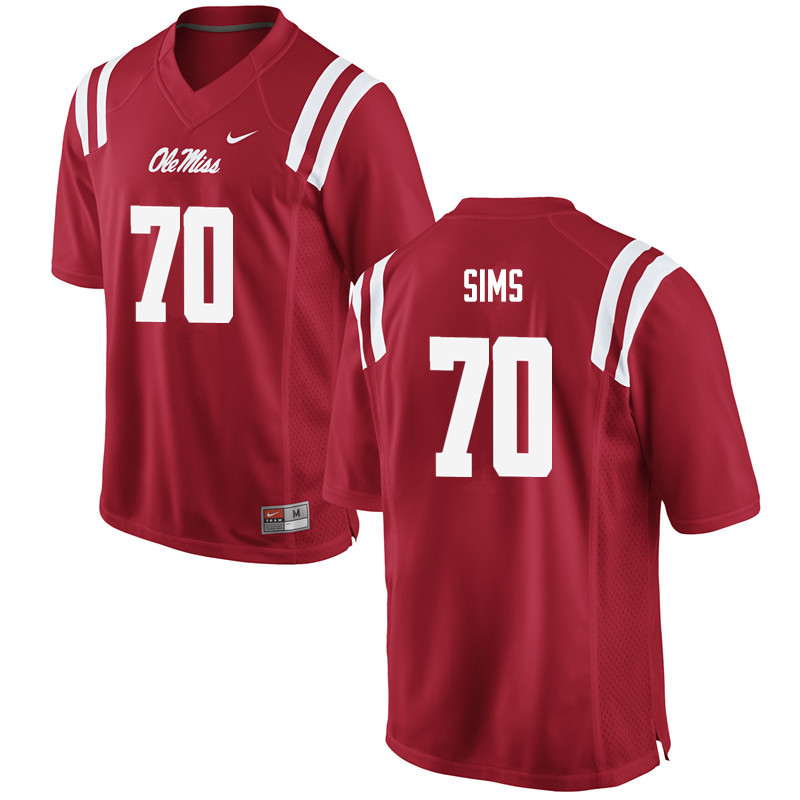 Jordan Sims Ole Miss Rebels NCAA Men's Red #70 Stitched Limited College Football Jersey XAK2658UG